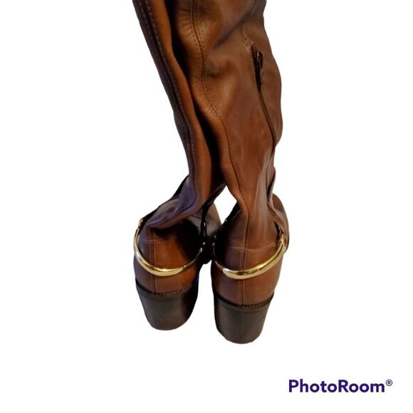 TRUTH OR DARE BY MADONNA SHOES, ERMINIDE OVER THE KNEE TAN LEATHER 9M - Picture 4 of 9